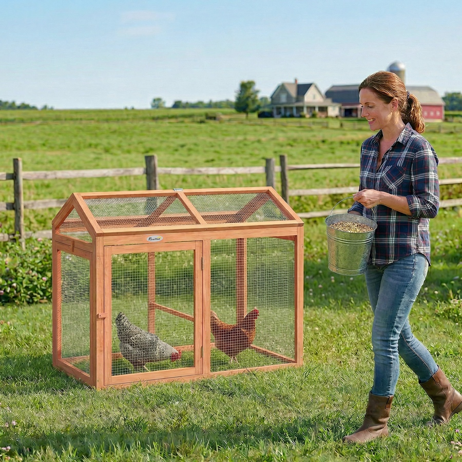 Image 917569_ALTMORE1.jpg, Product 917-569 / Price $106.99, PawHut Wooden Chicken Run, Outdoor Chicken Coop with Perch and Dual Doors from PawHut on TSC.ca's Home & Garden department