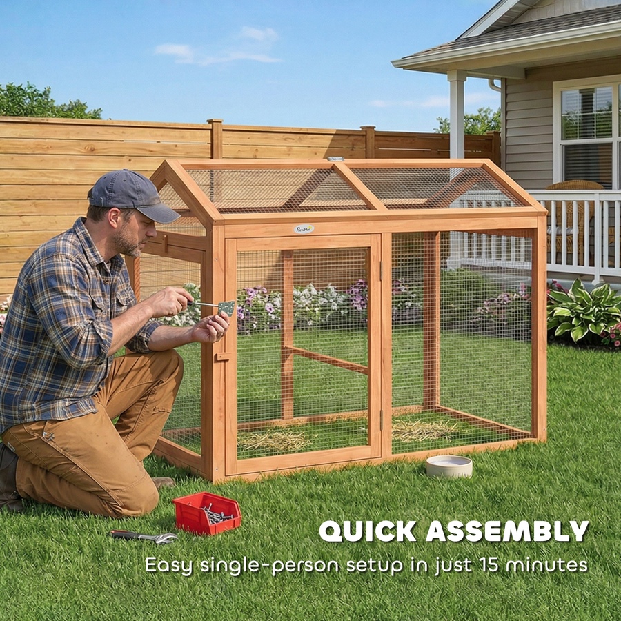 Image 917569_ALTMORE7.jpg, Product 917-569 / Price $106.99, PawHut Wooden Chicken Run, Outdoor Chicken Coop with Perch and Dual Doors from PawHut on TSC.ca's Home & Garden department