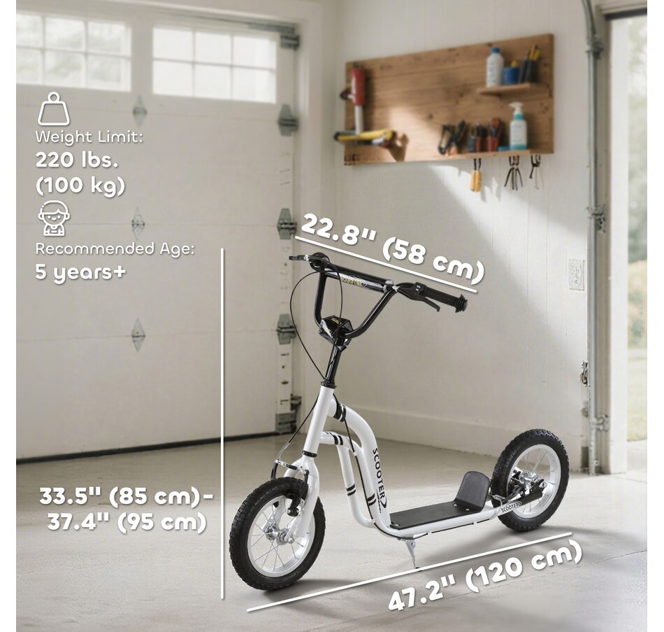 Image 917593_ALTMORE2.jpg, Product 917-593 / Price $109.99, Aosom Kick Scooter, Teens Scooter with Adjustable Height Handlebar, White from Aosom on TSC.ca's Toys & Hobbies department