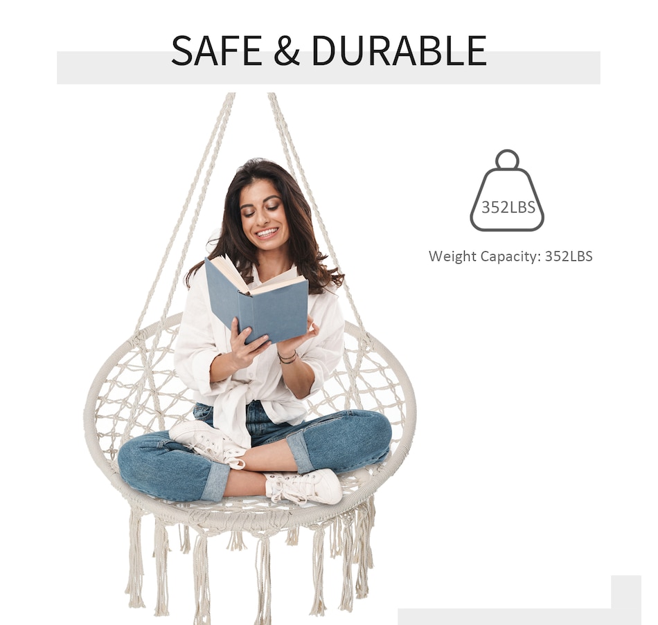 Image 917656_ALTMORE12.jpg, Product 917-656 / Price $56.99 - $62.99, Outsunny Hammock Chair Hanging Rope Swing for Indoor & Outdoor Use from Outsunny on TSC.ca's Home & Garden department