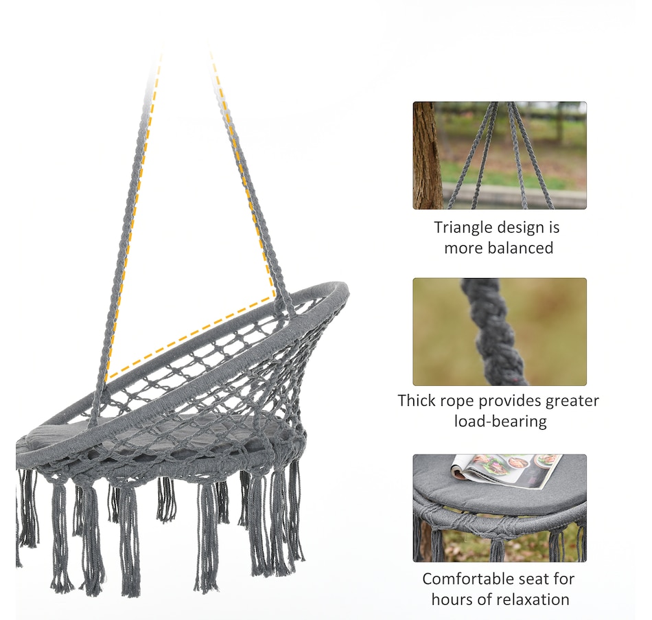 Image 917656_ALTMORE4.jpg, Product 917-656 / Price $56.99 - $62.99, Outsunny Hammock Chair Hanging Rope Swing for Indoor & Outdoor Use from Outsunny on TSC.ca's Home & Garden department