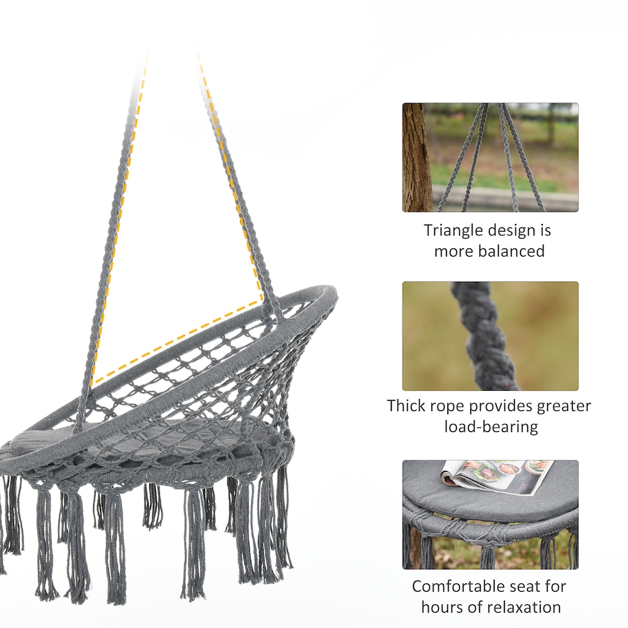 Image 917656_ALTMORE4.jpg, Product 917-656 / Price $74.99 - $78.99, Outsunny Hammock Chair Hanging Rope Swing for Indoor & Outdoor Use from Outsunny on TSC.ca's Home & Garden department