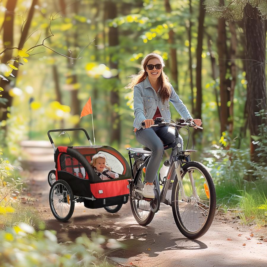 Image 917666_ALTMORE1.jpg, Product 917-666 / Price $236.99 - $249.99, Aosom 2-Seat Bike Trailer for Kids, 2-in-1 Baby Stroller Bicycle Trailer from Aosom on TSC.ca's Toys & Hobbies department