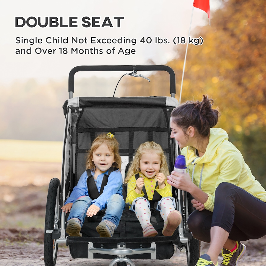 Image 917666_ALTMORE12.jpg, Product 917-666 / Price $236.99 - $249.99, Aosom 2-Seat Bike Trailer for Kids, 2-in-1 Baby Stroller Bicycle Trailer from Aosom on TSC.ca's Toys & Hobbies department