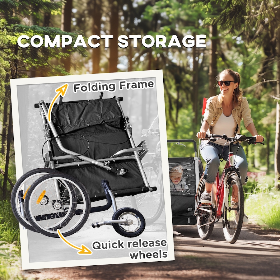 Image 917666_ALTMORE13.jpg, Product 917-666 / Price $236.99 - $249.99, Aosom 2-Seat Bike Trailer for Kids, 2-in-1 Baby Stroller Bicycle Trailer from Aosom on TSC.ca's Toys & Hobbies department