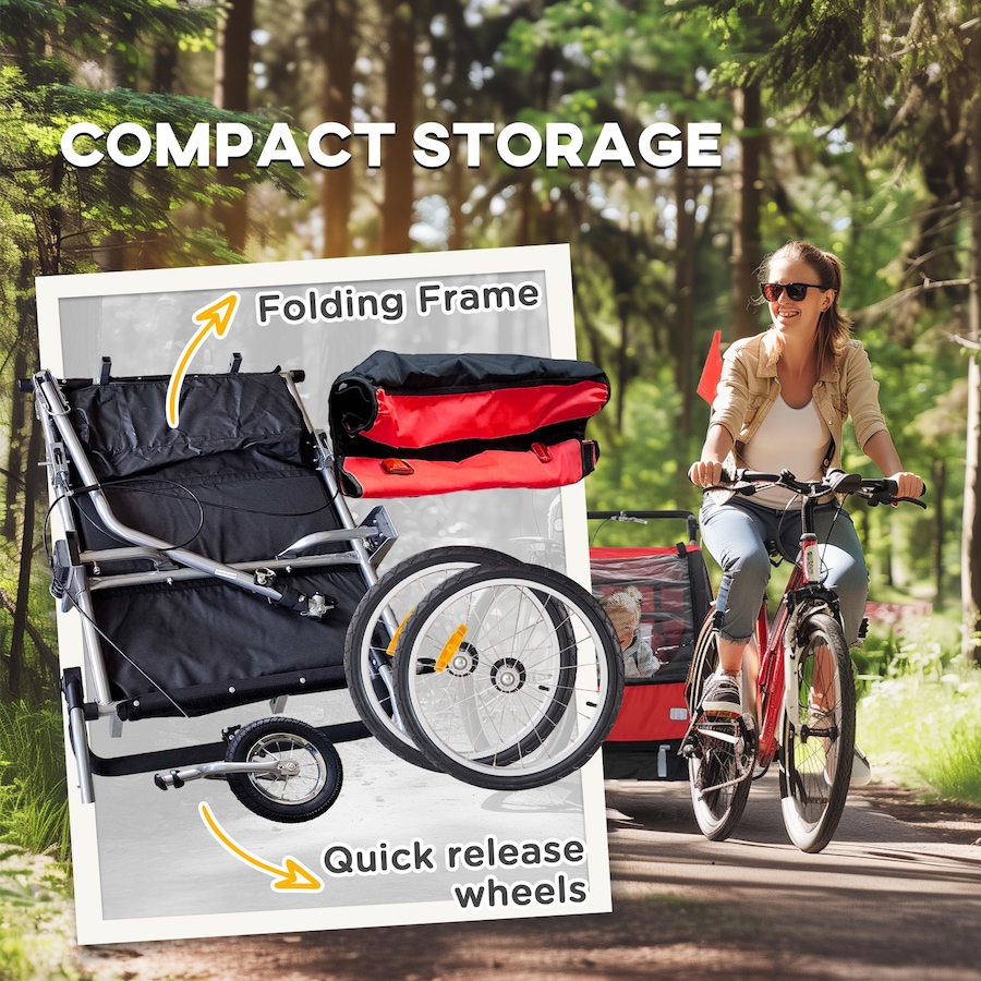 Image 917666_ALTMORE4.jpg, Product 917-666 / Price $236.99 - $249.99, Aosom 2-Seat Bike Trailer for Kids, 2-in-1 Baby Stroller Bicycle Trailer from Aosom on TSC.ca's Toys & Hobbies department