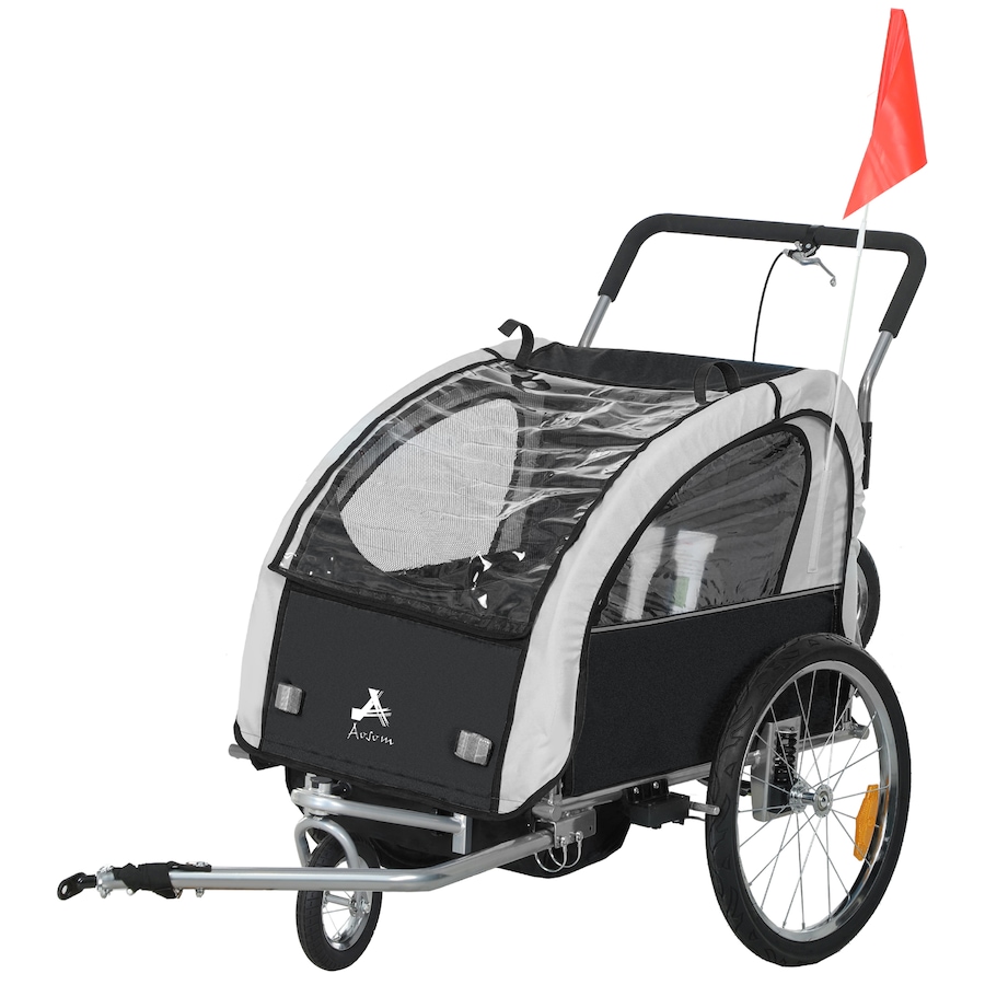 Image 917666_ST02.jpg, Product 917-666 / Price $236.99 - $249.99, Aosom 2-Seat Bike Trailer for Kids, 2-in-1 Baby Stroller Bicycle Trailer from Aosom on TSC.ca's Toys & Hobbies department