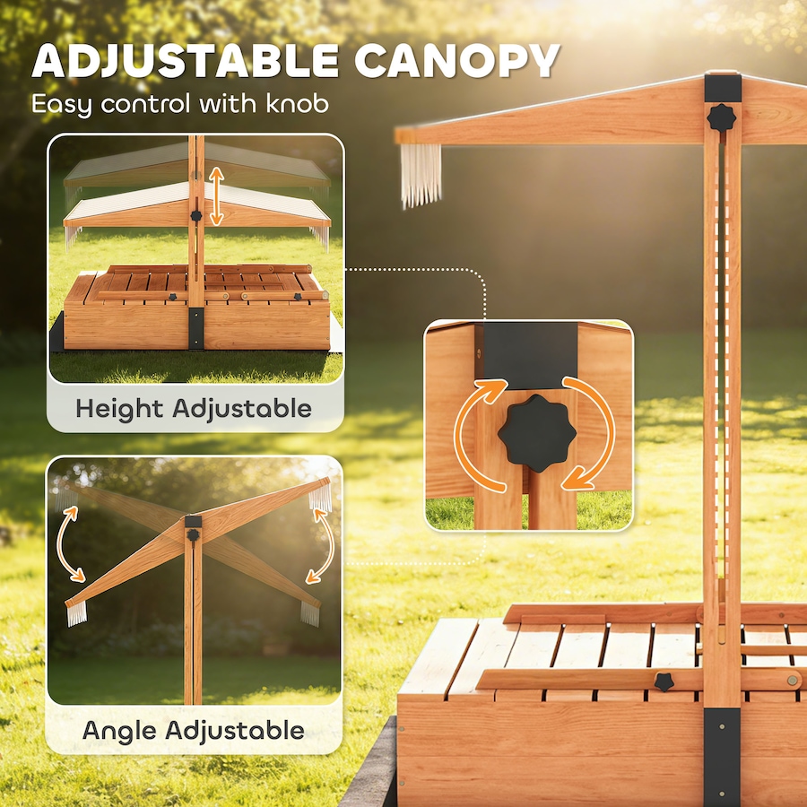 Image 917667_ALTMORE4.jpg, Product 917-667 / Price $199.99, Qaba Wooden Kids Sandbox with Canopy, Foldable Picnic Table, Bench Seats from Qaba on TSC.ca's Home & Garden department