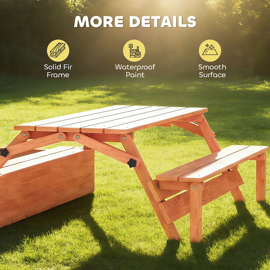 Image 917667_ALTMORE7.jpg, Product 917-667 / Price $199.99, Qaba Wooden Kids Sandbox with Canopy, Foldable Picnic Table, Bench Seats from Qaba on TSC.ca's Home & Garden department