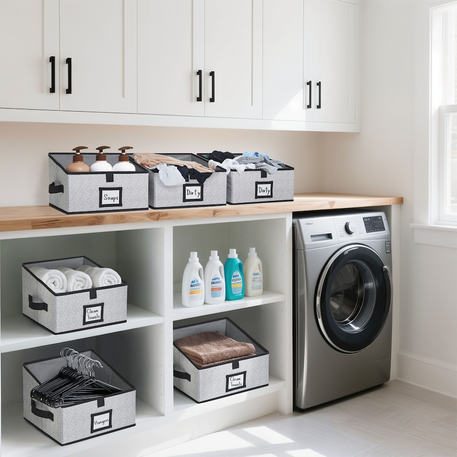 Image 919755_ALTMORE2.jpg, Product 919-755 / Price $35.99, Closet Storage Bins, Trapezoid Linen Closet Organizers and Storage Baskets for Organization (Set of 6) from DECOMOMO® on TSC.ca's Home & Garden department