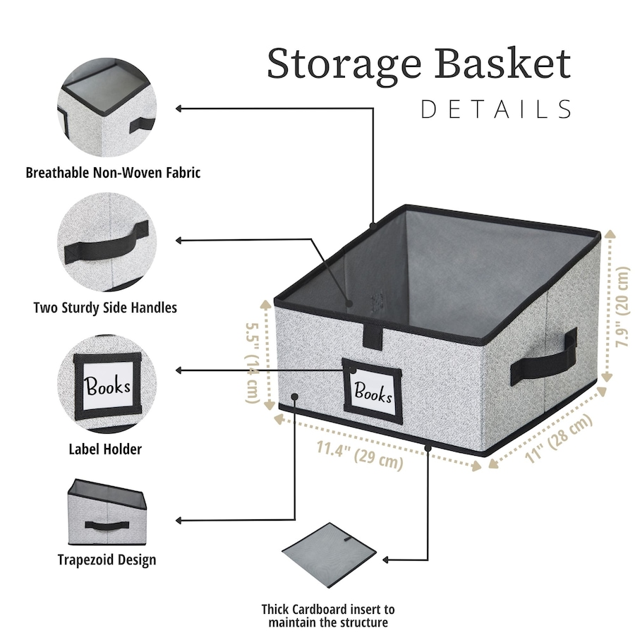 Image 919755_ALTMORE21.jpg, Product 919-755 / Price $35.99, Closet Storage Bins, Trapezoid Linen Closet Organizers and Storage Baskets for Organization (Set of 6) from DECOMOMO® on TSC.ca's Home & Garden department