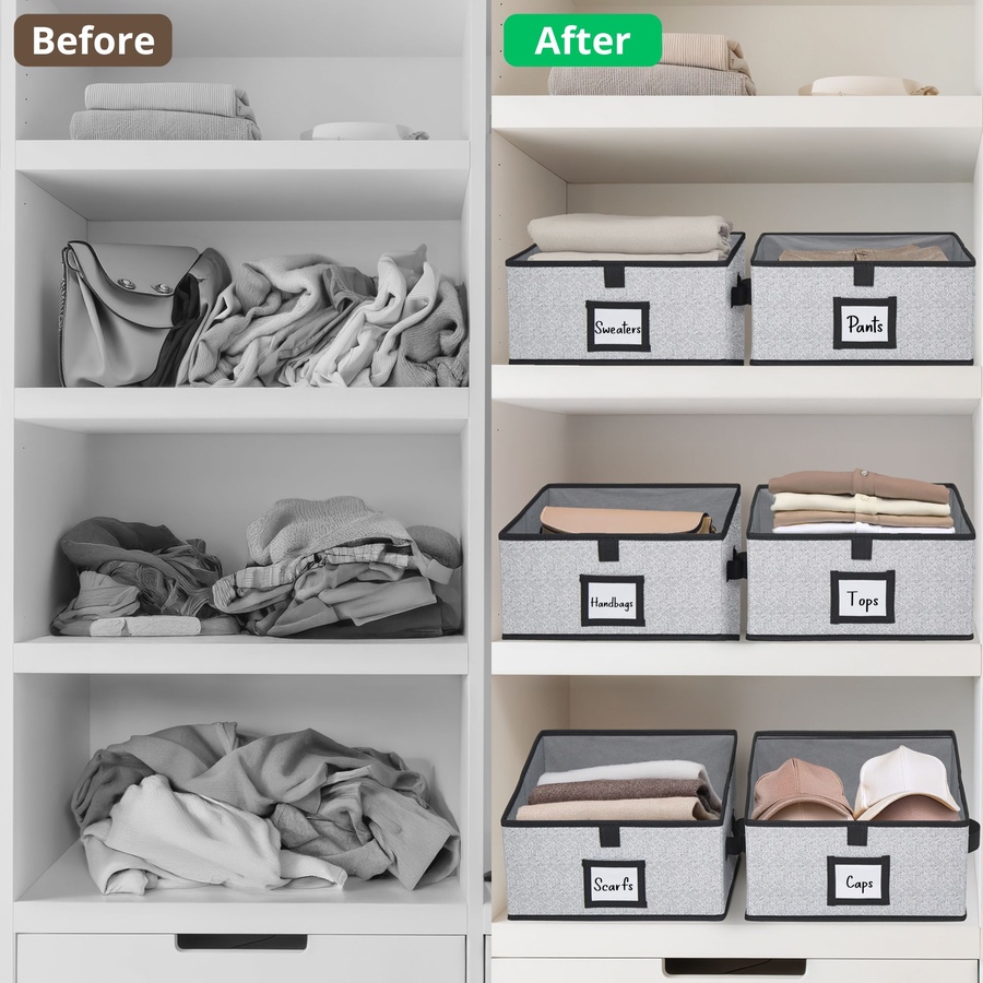Image 919755_ALTMORE9.jpg, Product 919-755 / Price $35.99, Closet Storage Bins, Trapezoid Linen Closet Organizers and Storage Baskets for Organization (Set of 6) from DECOMOMO® on TSC.ca's Home & Garden department