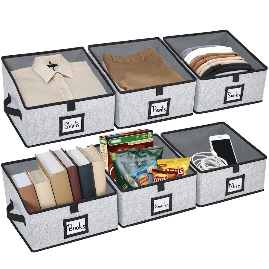 Image 919755_ST02.jpg, Product 919-755 / Price $35.99, Closet Storage Bins, Trapezoid Linen Closet Organizers and Storage Baskets for Organization (Set of 6) from DECOMOMO® on TSC.ca's Home & Garden department