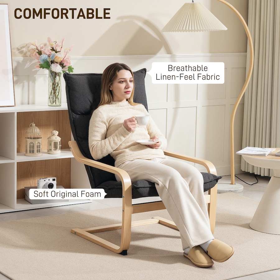 Image 919773_ALTMORE4.jpg, Product 919-773 / Price $125.99 - $129.99, HOMCOM Modern Armchair, Upholstered Accent Chair with Curved Leg from HOMCOM on TSC.ca's Home & Garden department