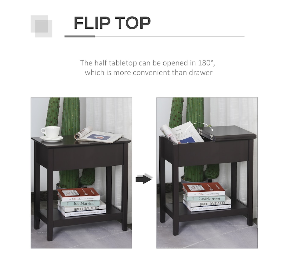 Image 919798_ALTMORE13.jpg, Product 919-798 / Price $74.99 - $94.99, HOMCOM Flip Top End Table, Narrow Side Table with Storage Shelf Bedroom from HOMCOM on TSC.ca's Home & Garden department