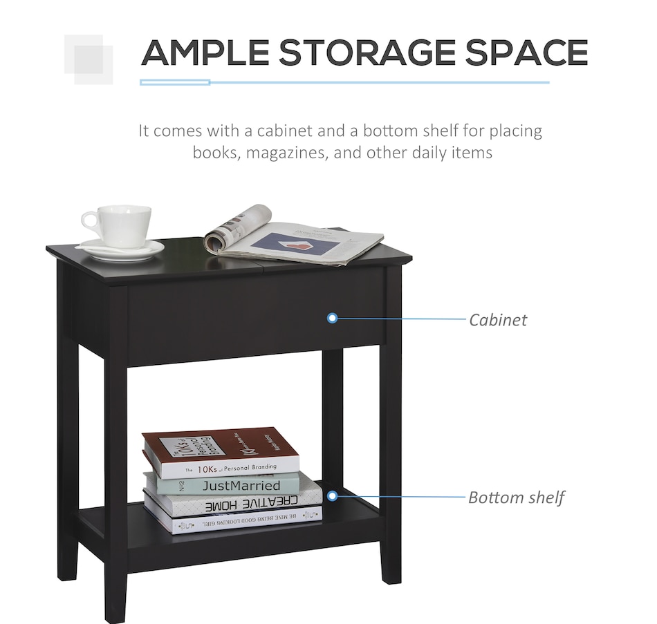 Image 919798_ALTMORE14.jpg, Product 919-798 / Price $74.99 - $94.99, HOMCOM Flip Top End Table, Narrow Side Table with Storage Shelf Bedroom from HOMCOM on TSC.ca's Home & Garden department
