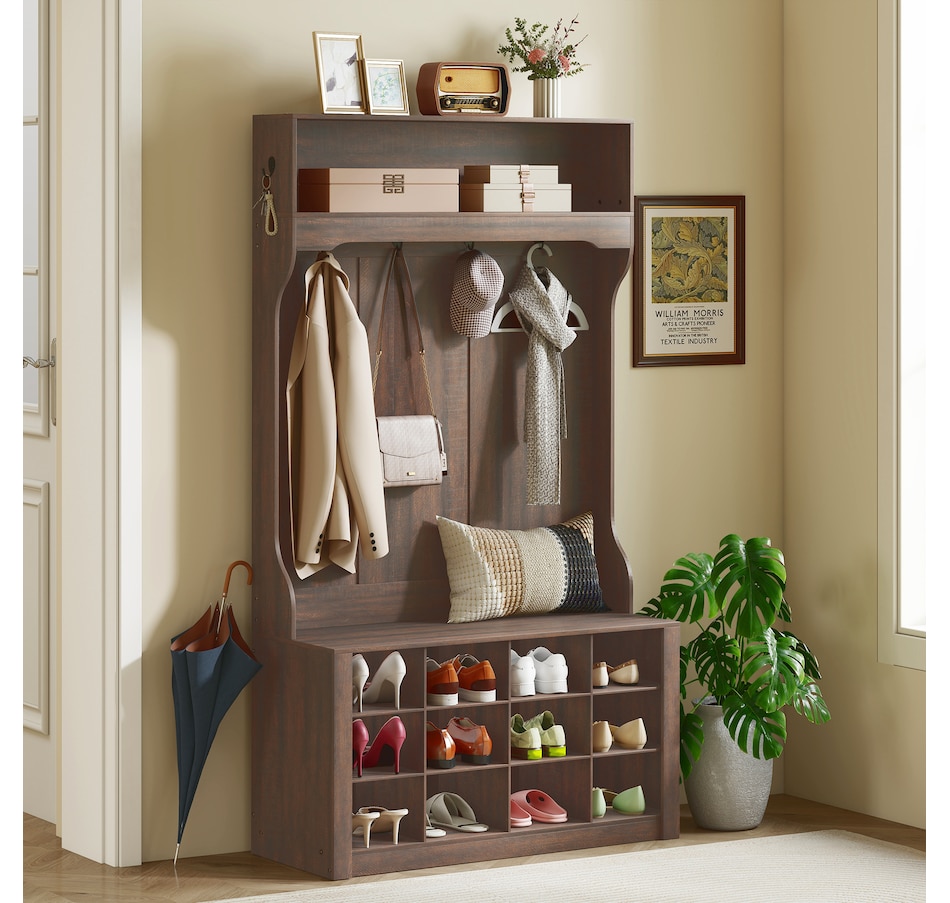Image 919801_ALTMORE1.jpg, Product 919-801 / Price $179.99, HOMCOM Hall Tree with Bench and Shoe Storage Cubbies for Entryway from HOMCOM on TSC.ca's Home & Garden department