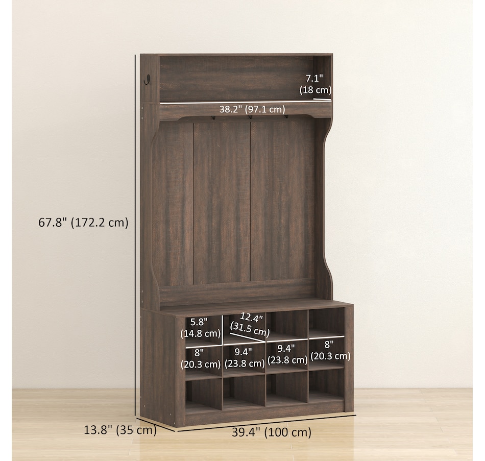 Image 919801_ALTMORE2.jpg, Product 919-801 / Price $179.99, HOMCOM Hall Tree with Bench and Shoe Storage Cubbies for Entryway from HOMCOM on TSC.ca's Home & Garden department