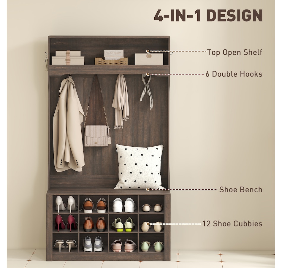 Image 919801_ALTMORE3.jpg, Product 919-801 / Price $179.99, HOMCOM Hall Tree with Bench and Shoe Storage Cubbies for Entryway from HOMCOM on TSC.ca's Home & Garden department