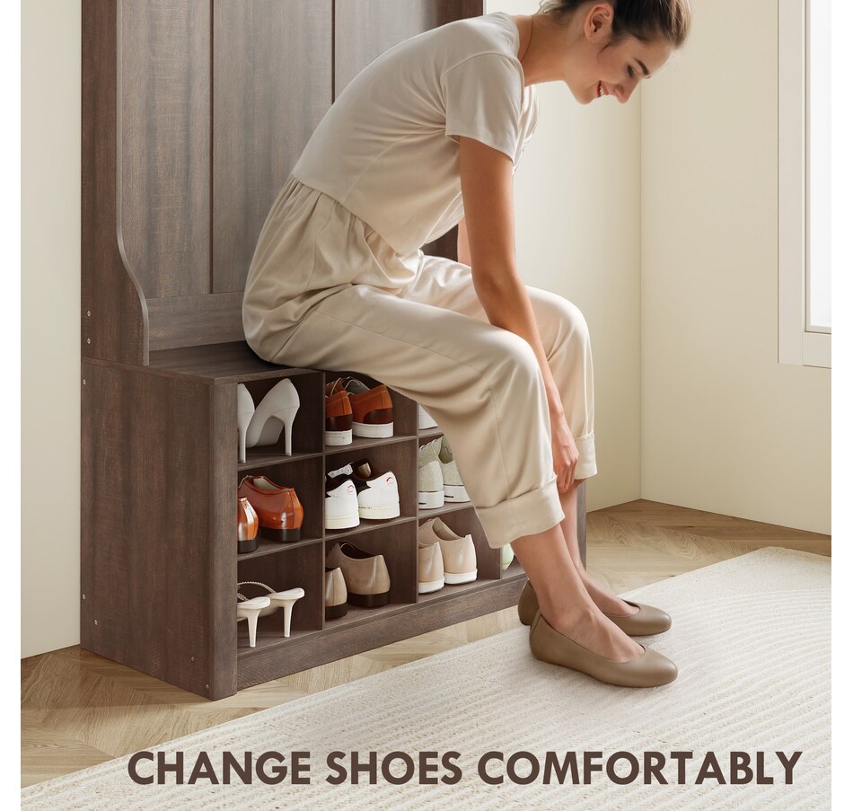 Image 919801_ALTMORE4.jpg, Product 919-801 / Price $179.99, HOMCOM Hall Tree with Bench and Shoe Storage Cubbies for Entryway from HOMCOM on TSC.ca's Home & Garden department