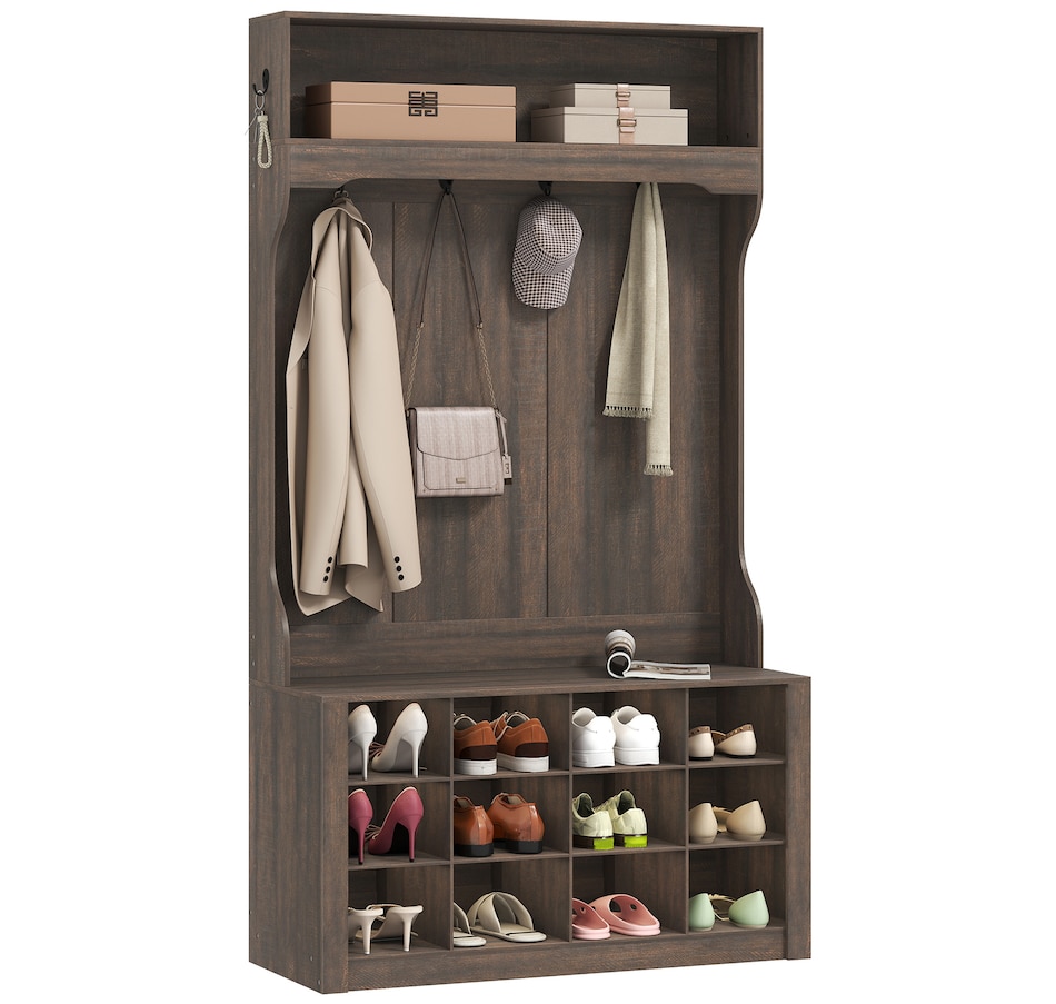 Image 919801_ST01.jpg, Product 919-801 / Price $179.99, HOMCOM Hall Tree with Bench and Shoe Storage Cubbies for Entryway from HOMCOM on TSC.ca's Home & Garden department