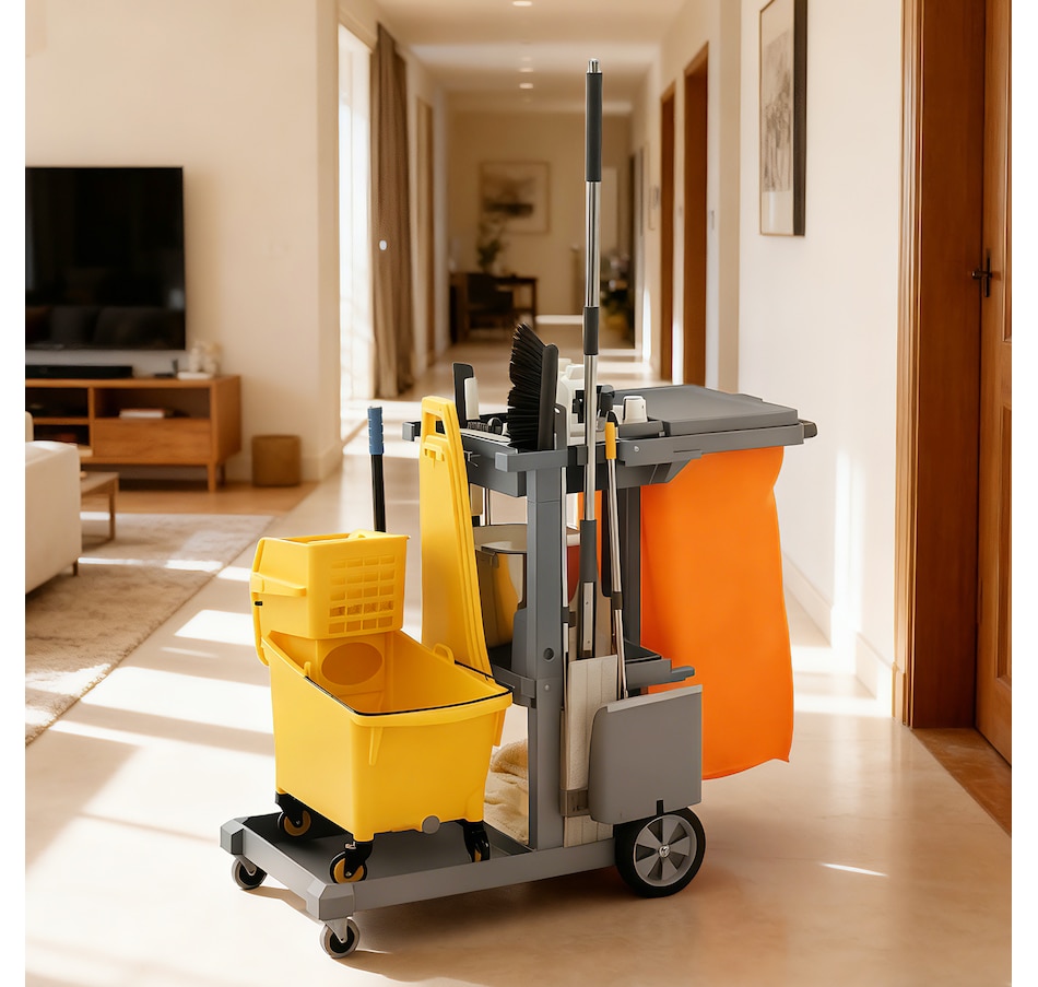 Image 919802_ALTMORE1.jpg, Product 919-802 / Price $134.99 - $139.99, HOMCOM Commercial Janitorial Cart, Professional Cleaning Trolley from HOMCOM on TSC.ca's Home & Garden department