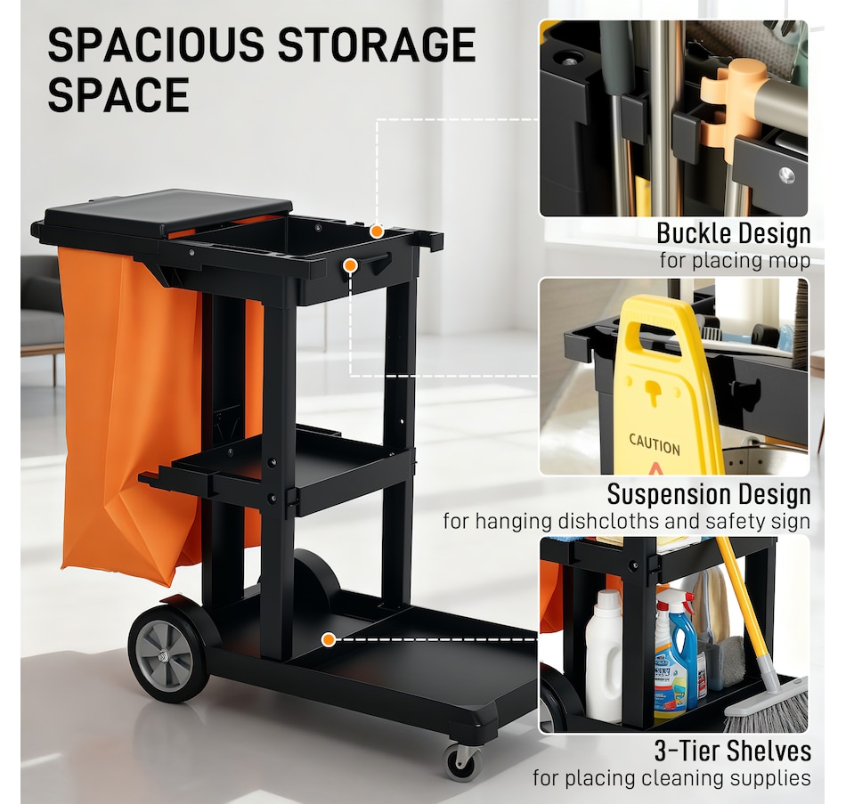 Image 919802_ALTMORE12.jpg, Product 919-802 / Price $134.99 - $139.99, HOMCOM Commercial Janitorial Cart, Professional Cleaning Trolley from HOMCOM on TSC.ca's Home & Garden department