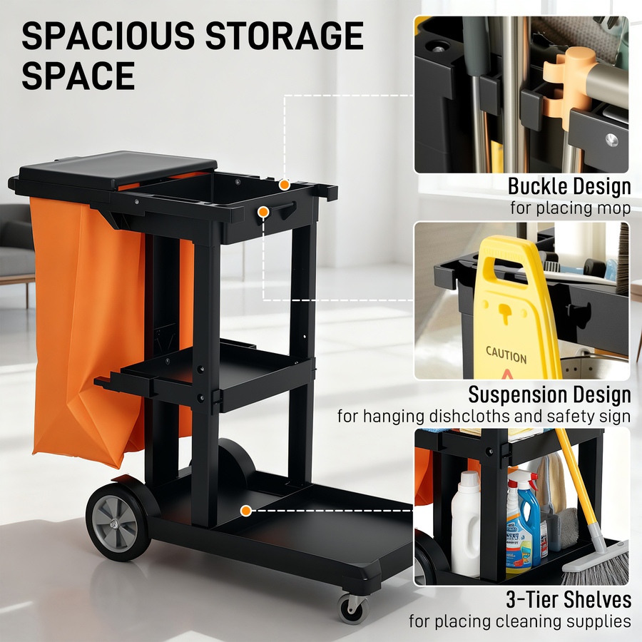 Image 919802_ALTMORE12.jpg, Product 919-802 / Price $129.99, HOMCOM Commercial Janitorial Cart, Professional Cleaning Trolley from HOMCOM on TSC.ca's Home & Garden department