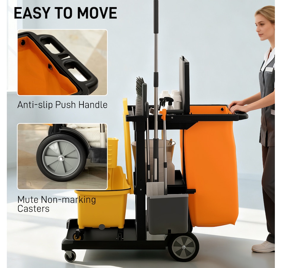 Image 919802_ALTMORE13.jpg, Product 919-802 / Price $134.99 - $139.99, HOMCOM Commercial Janitorial Cart, Professional Cleaning Trolley from HOMCOM on TSC.ca's Home & Garden department