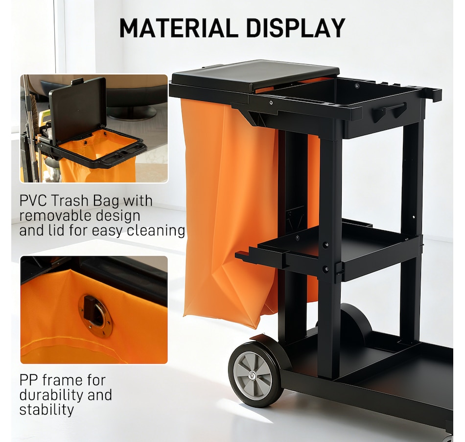 Image 919802_ALTMORE14.jpg, Product 919-802 / Price $134.99 - $139.99, HOMCOM Commercial Janitorial Cart, Professional Cleaning Trolley from HOMCOM on TSC.ca's Home & Garden department