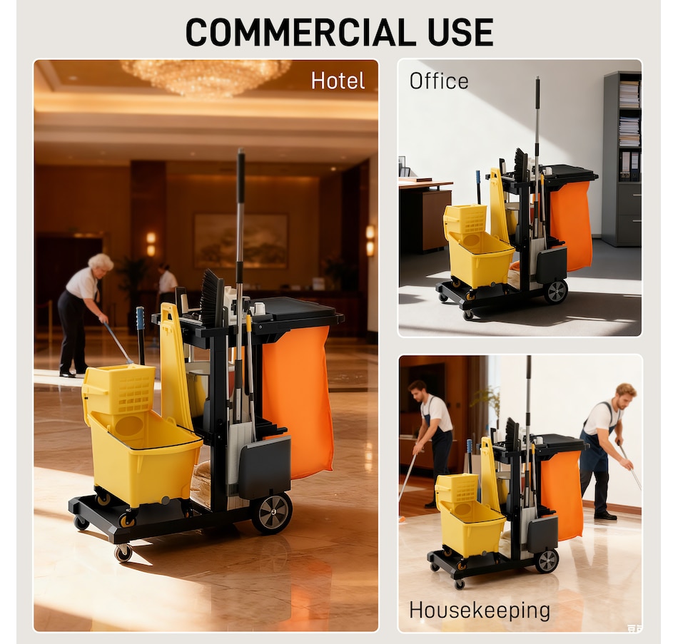 Image 919802_ALTMORE15.jpg, Product 919-802 / Price $134.99 - $139.99, HOMCOM Commercial Janitorial Cart, Professional Cleaning Trolley from HOMCOM on TSC.ca's Home & Garden department