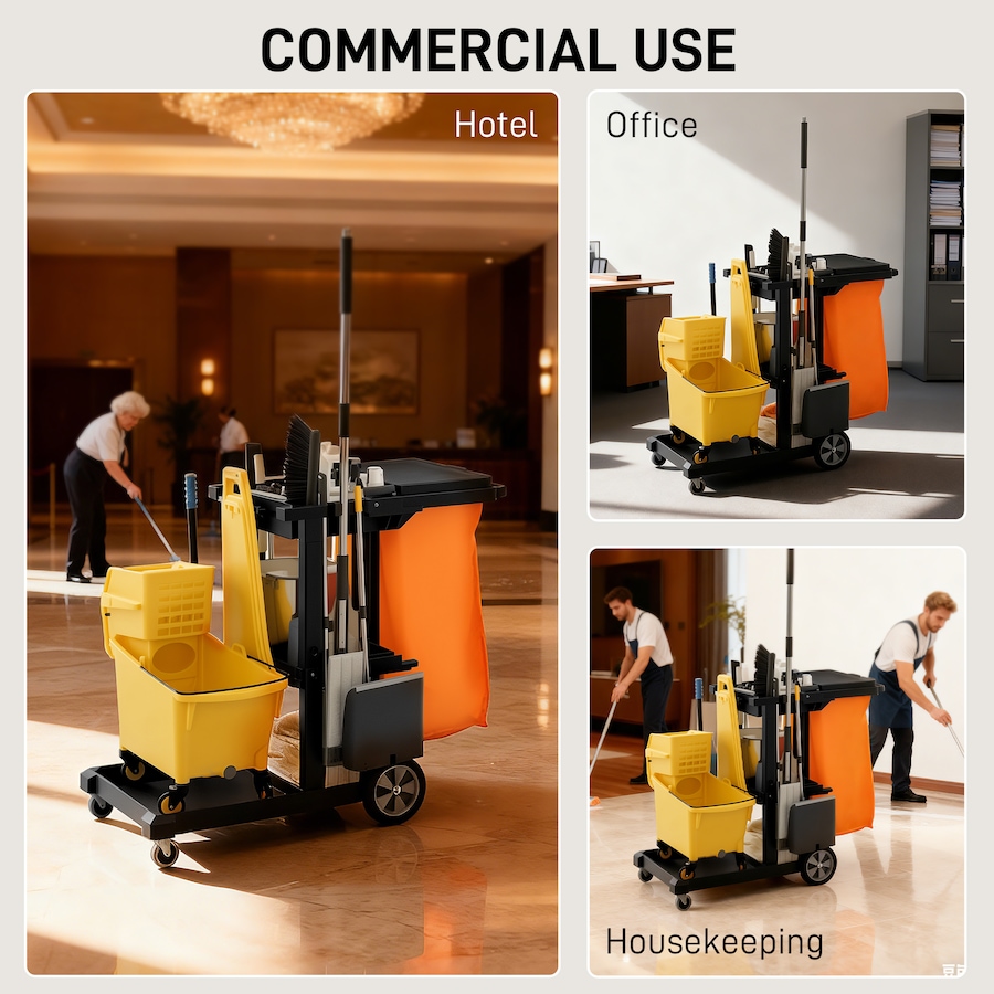 Image 919802_ALTMORE15.jpg, Product 919-802 / Price $129.99, HOMCOM Commercial Janitorial Cart, Professional Cleaning Trolley from HOMCOM on TSC.ca's Home & Garden department