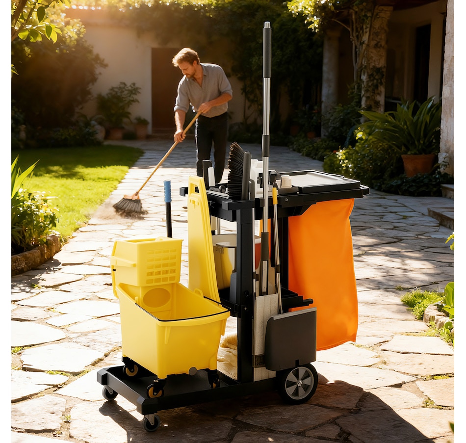 Image 919802_ALTMORE16.jpg, Product 919-802 / Price $134.99 - $139.99, HOMCOM Commercial Janitorial Cart, Professional Cleaning Trolley from HOMCOM on TSC.ca's Home & Garden department