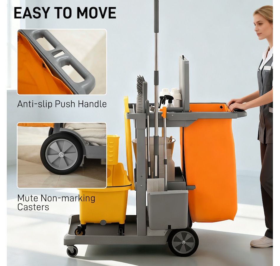 Image 919802_ALTMORE4.jpg, Product 919-802 / Price $134.99 - $139.99, HOMCOM Commercial Janitorial Cart, Professional Cleaning Trolley from HOMCOM on TSC.ca's Home & Garden department