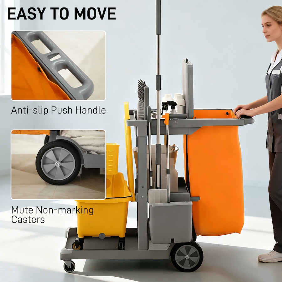 Image 919802_ALTMORE4.jpg, Product 919-802 / Price $129.99, HOMCOM Commercial Janitorial Cart, Professional Cleaning Trolley from HOMCOM on TSC.ca's Home & Garden department