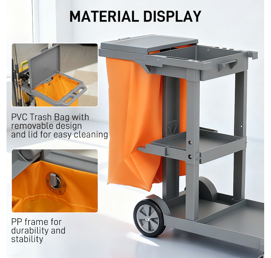 Image 919802_ALTMORE5.jpg, Product 919-802 / Price $134.99 - $139.99, HOMCOM Commercial Janitorial Cart, Professional Cleaning Trolley from HOMCOM on TSC.ca's Home & Garden department