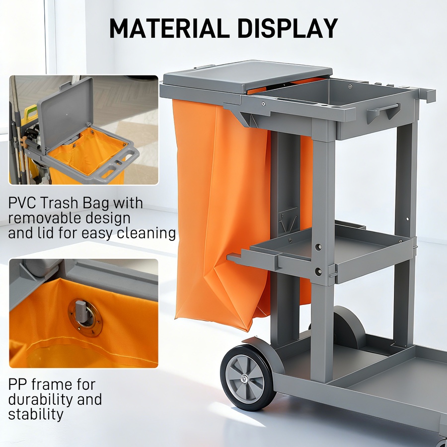 Image 919802_ALTMORE5.jpg, Product 919-802 / Price $129.99, HOMCOM Commercial Janitorial Cart, Professional Cleaning Trolley from HOMCOM on TSC.ca's Home & Garden department
