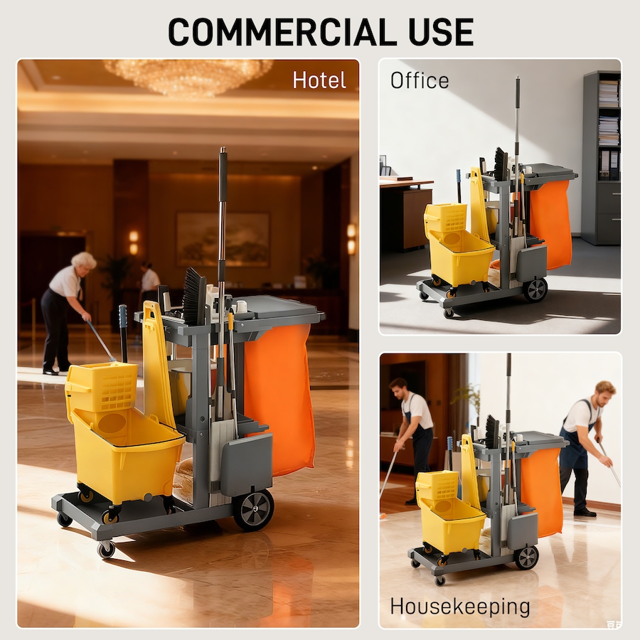 Image 919802_ALTMORE6.jpg, Product 919-802 / Price $129.99, HOMCOM Commercial Janitorial Cart, Professional Cleaning Trolley from HOMCOM on TSC.ca's Home & Garden department