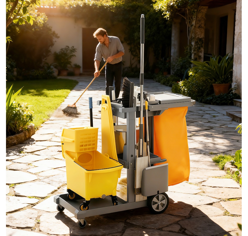 Image 919802_ALTMORE7.jpg, Product 919-802 / Price $134.99 - $139.99, HOMCOM Commercial Janitorial Cart, Professional Cleaning Trolley from HOMCOM on TSC.ca's Home & Garden department