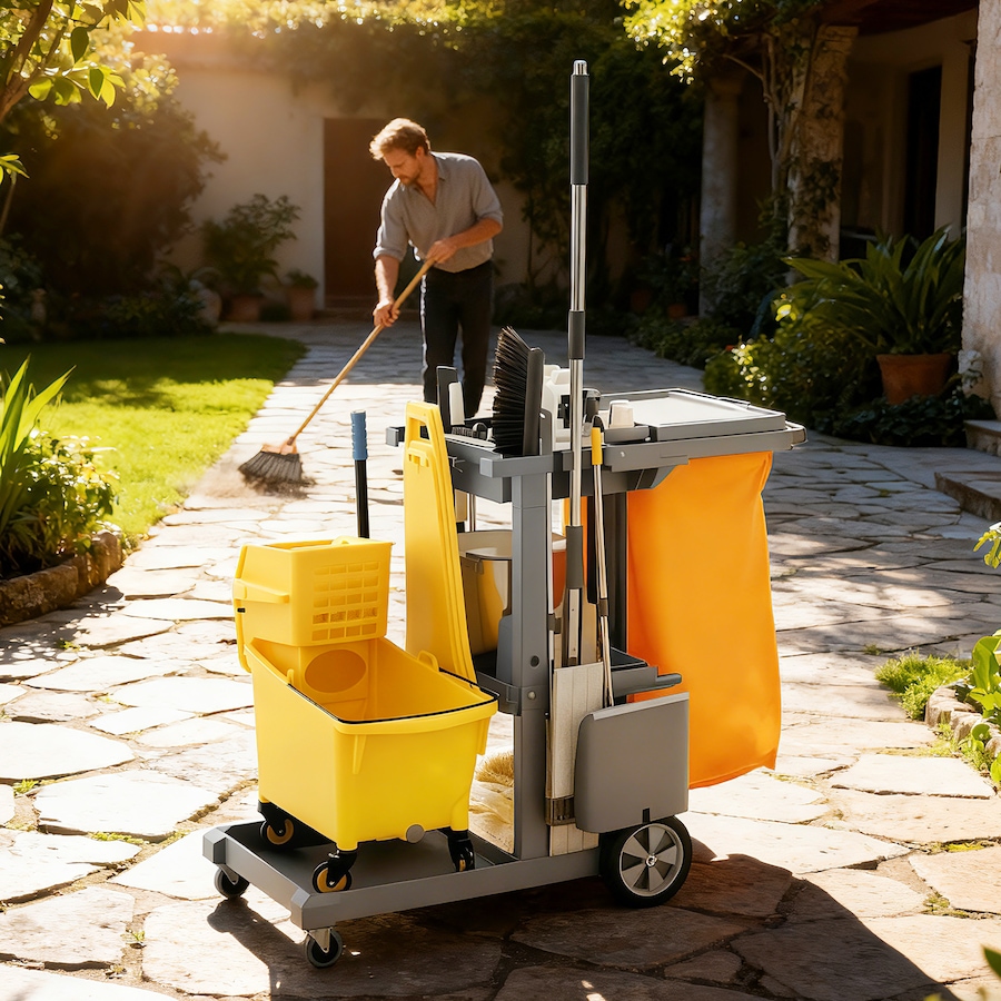 Image 919802_ALTMORE7.jpg, Product 919-802 / Price $129.99, HOMCOM Commercial Janitorial Cart, Professional Cleaning Trolley from HOMCOM on TSC.ca's Home & Garden department