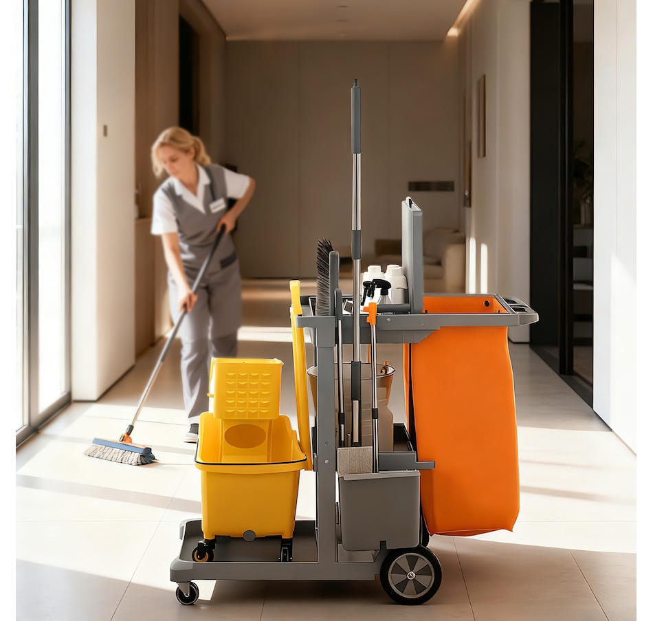 Image 919802_ALTMORE8.jpg, Product 919-802 / Price $134.99 - $139.99, HOMCOM Commercial Janitorial Cart, Professional Cleaning Trolley from HOMCOM on TSC.ca's Home & Garden department