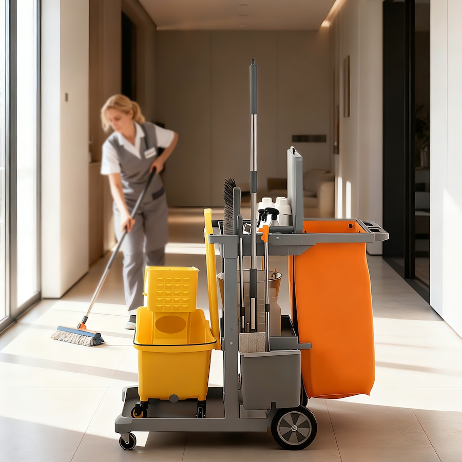 Image 919802_ALTMORE8.jpg, Product 919-802 / Price $129.99, HOMCOM Commercial Janitorial Cart, Professional Cleaning Trolley from HOMCOM on TSC.ca's Home & Garden department