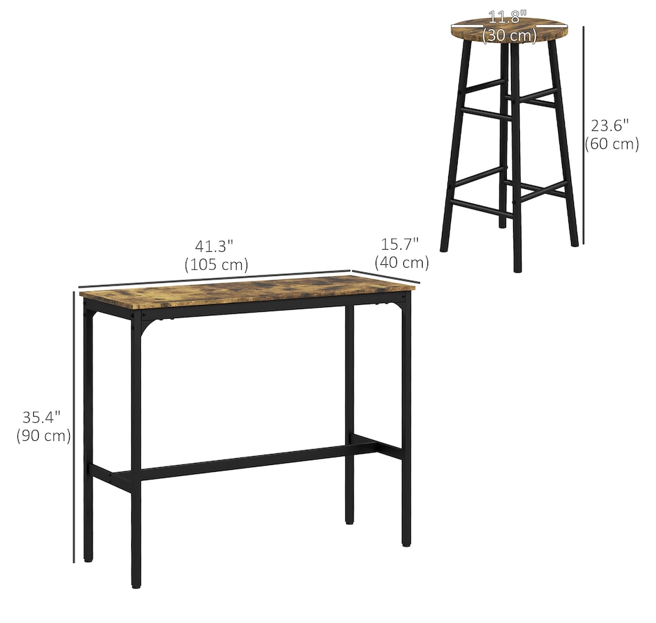 Image 919805_ALTMORE11.jpg, Product 919-805 / Price $124.99, HOMCOM 3-Piece Bar Table and Chairs Set for Dining Room from HOMCOM on TSC.ca's Home & Garden department