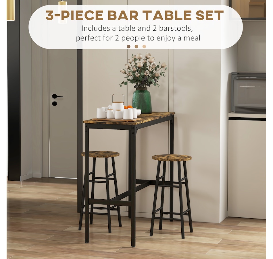 Image 919805_ALTMORE12.jpg, Product 919-805 / Price $124.99, HOMCOM 3-Piece Bar Table and Chairs Set for Dining Room from HOMCOM on TSC.ca's Home & Garden department
