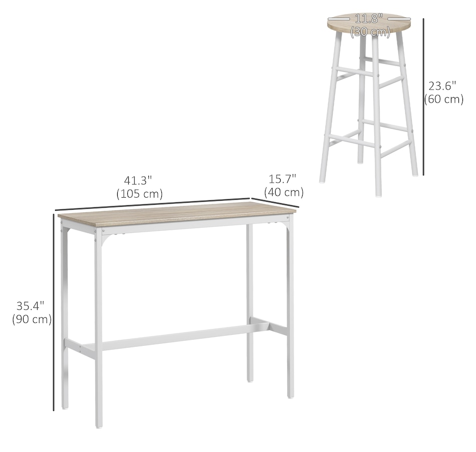 Image 919805_ALTMORE2.jpg, Product 919-805 / Price $124.99, HOMCOM 3-Piece Bar Table and Chairs Set for Dining Room from HOMCOM on TSC.ca's Home & Garden department