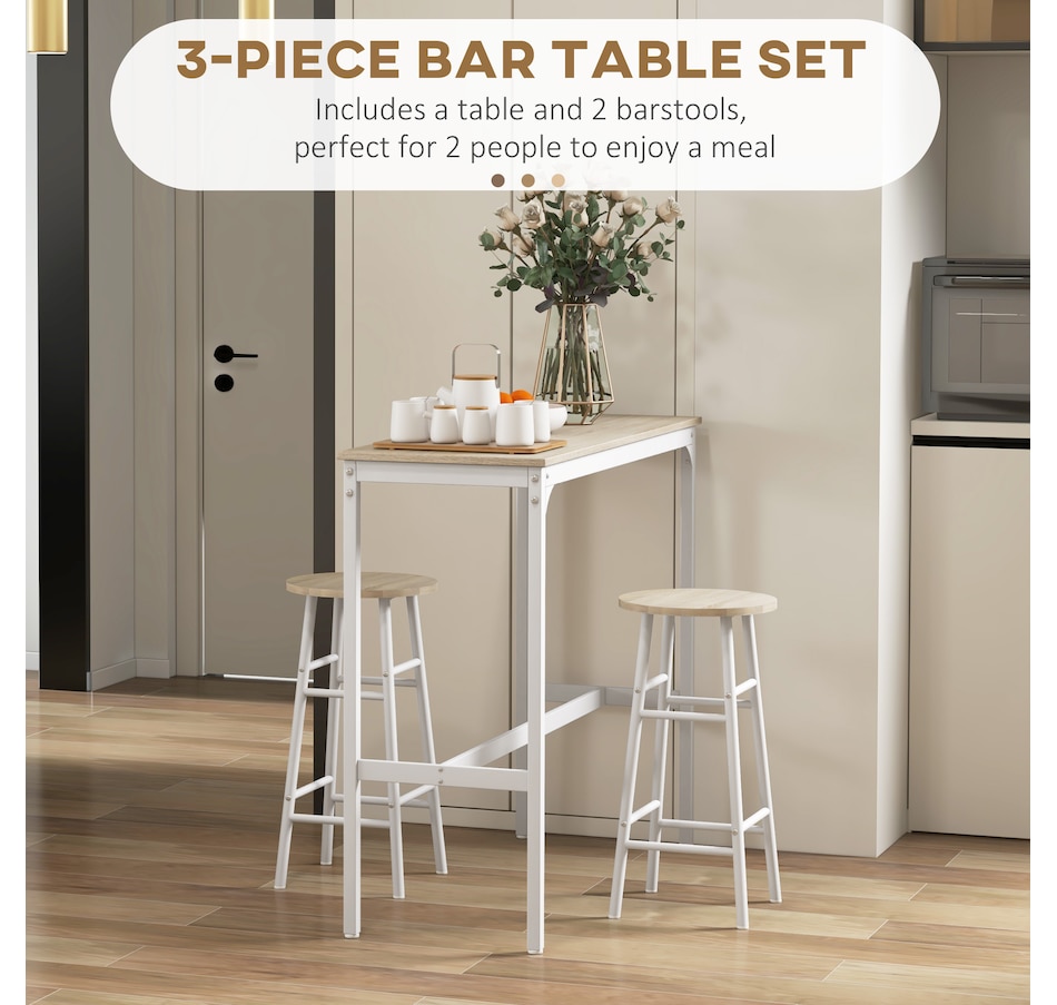 Image 919805_ALTMORE3.jpg, Product 919-805 / Price $124.99, HOMCOM 3-Piece Bar Table and Chairs Set for Dining Room from HOMCOM on TSC.ca's Home & Garden department