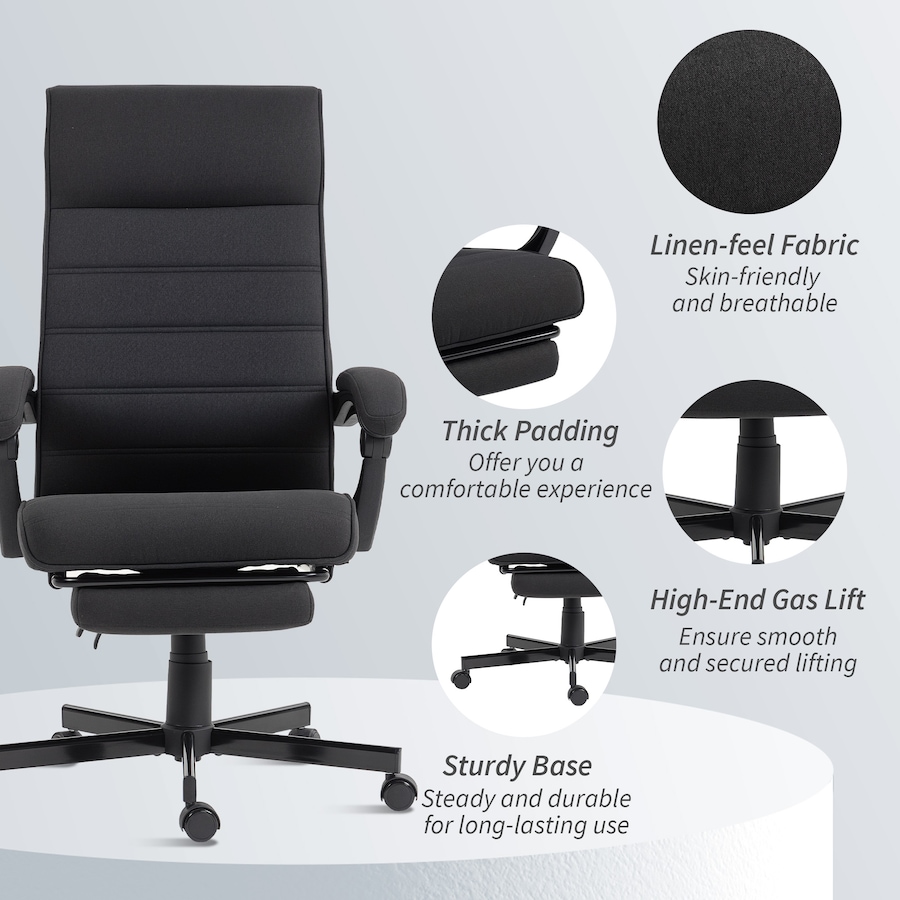 Image 919806_ALTMORE6.jpg, Product 919-806 / Price $159.99, Vinsetto High-Back Office Chair Linen Computer Desk Chair from Vinsetto on TSC.ca's Home & Garden department