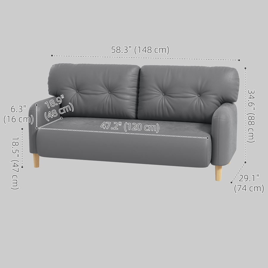 Image 919811_ALTMORE11.jpg, Product 919-811 / Price $239.99, HOMCOM 58" Loveseat Sofa for Bedroom 2 Seater Couch w/ Cushions from HOMCOM on TSC.ca's Home & Garden department