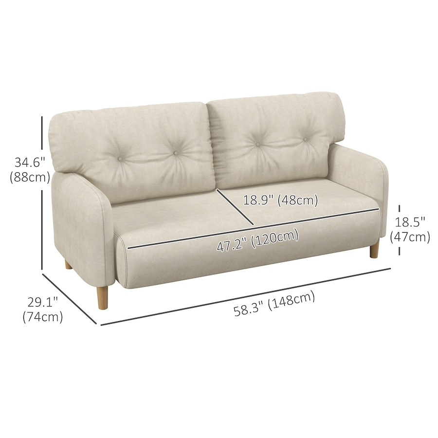 Image 919811_ALTMORE2.jpg, Product 919-811 / Price $239.99, HOMCOM 58" Loveseat Sofa for Bedroom 2 Seater Couch w/ Cushions from HOMCOM on TSC.ca's Home & Garden department