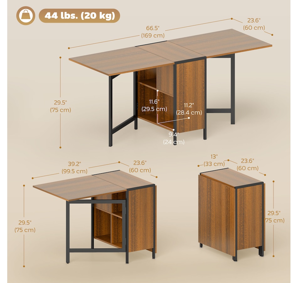 Image 919815_ALTMORE2.jpg, Product 919-815 / Price $174.99, HOMCOM Folding Dining Table with 4-Shelves, Drop Leaf Kitchen Table from HOMCOM on TSC.ca's Home & Garden department